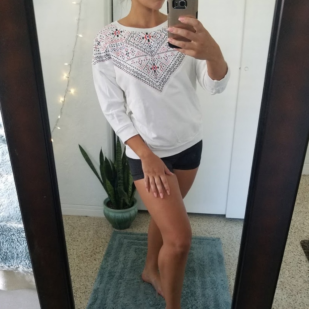 Forever 21 White Tribal Sweater